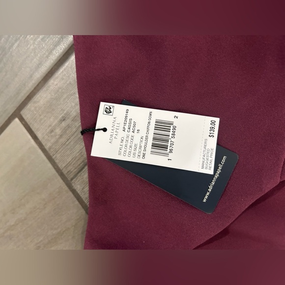 Adrianna Papell Women's One Shoulder Chiffon Gown Size 16 - Picture 8 of 8